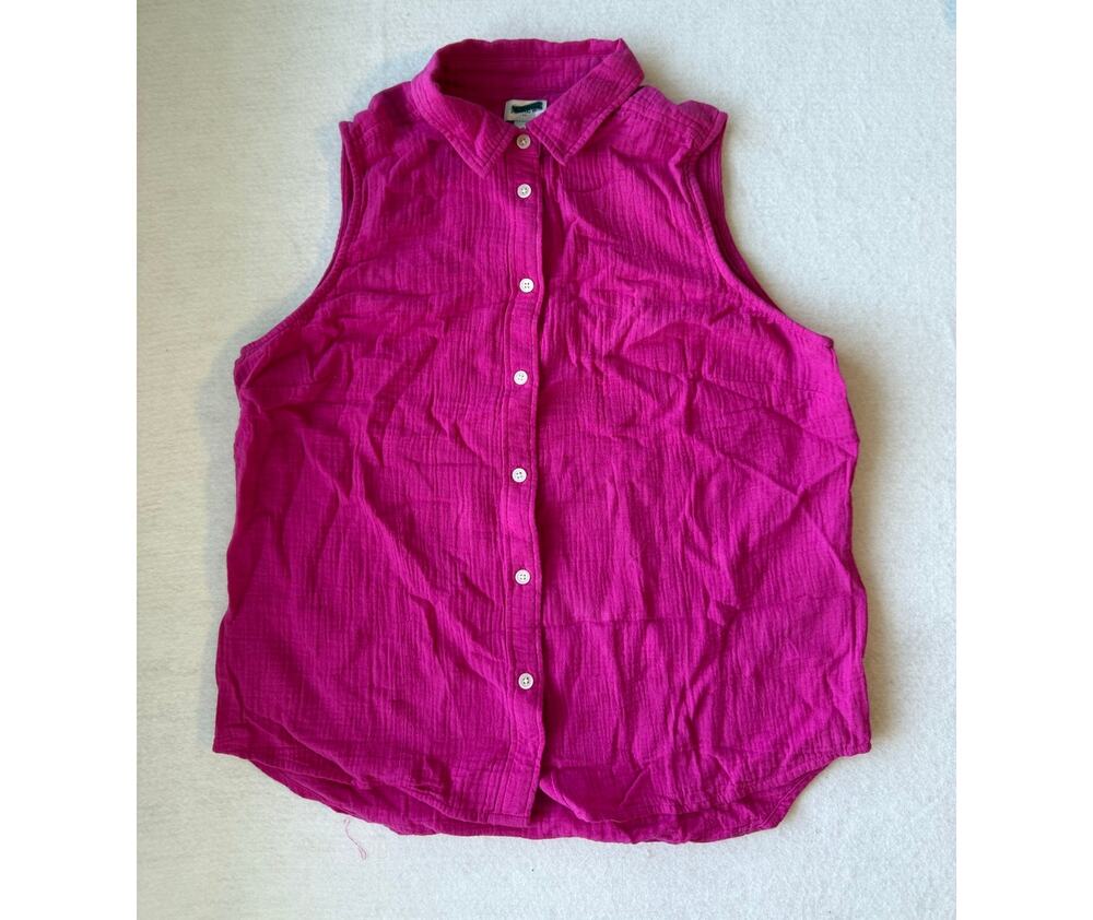 NWT J.Crew Factory Fuchsia Pink Slim Perfect Shirt Cotton Poplin Sleeveless M